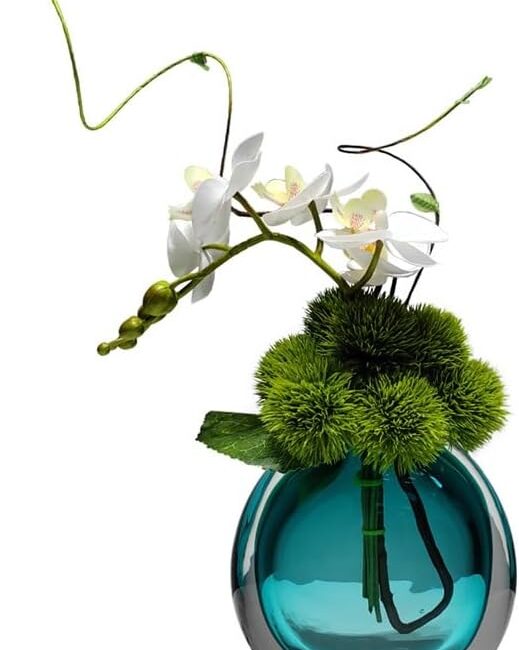 Artificial Green Flower Arrangement with Soft Vase