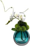 Artificial Green Flower Arrangement with Soft Vase