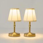 Cordless Mini Table Lamps, Gold, 2-Pack
