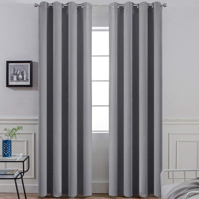 Gray Blackout Thermal Curtains, 84-Inch, Grommet, 2-Pack