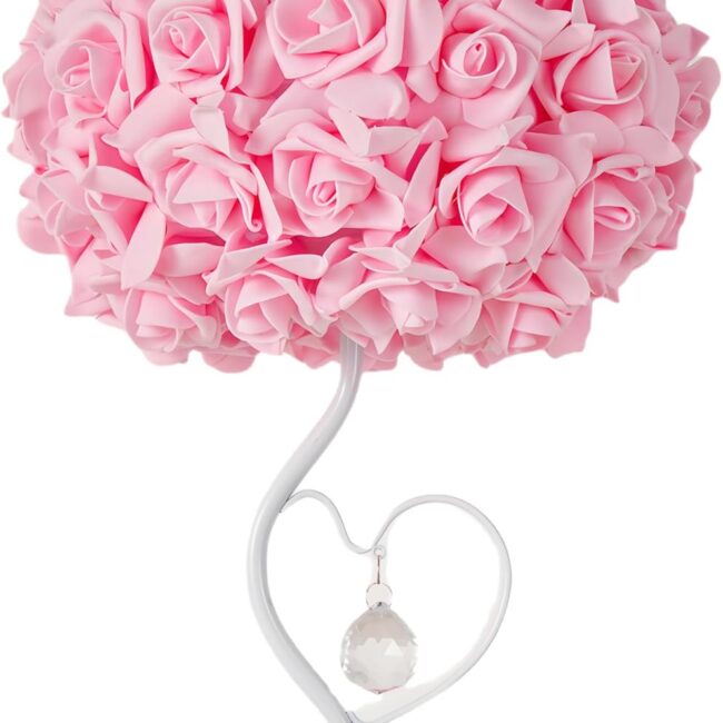 Pink Rose Flower Bedside Table Lamp