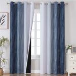 Navy Grey Ombre Blackout Curtains, 84-Inch, 2-Pack