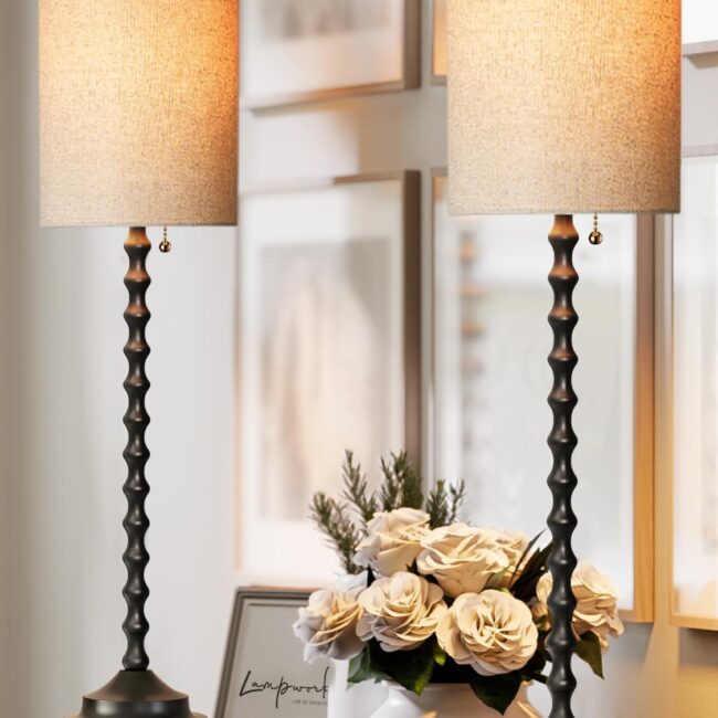 Tall Buffet Table Lamps, 30-Inch, Black, 2-Pack