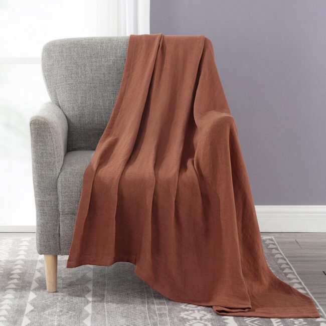 Sedona Red Linen Throw Blanket