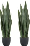 Artificial Snake Plant, 3-Ft, with Black Pot