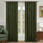 Olive Green Velvet Blackout Curtains, 52x84, 2-Pack