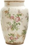 Tuscan Ceramic Floral Print Vase, 12.5-Inch