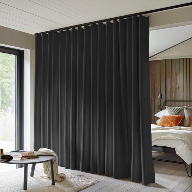 Total Blackout Room Divider Curtain, 15x9 Ft, Black
