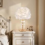 White Feather Table Lamp, Fluffy Bedside Light