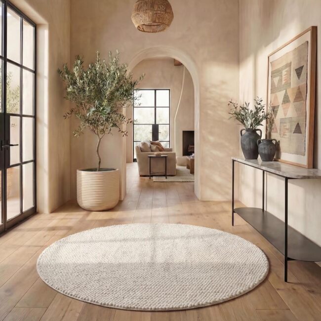 Ivory Handmade Wool-Blend Area Rug