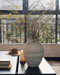 Whitewashed Rustic Ceramic Vase, 10-Inch, Grey