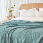 Soft Teal Cotton Muslin Throw Blanket