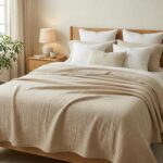 Linen Beige Waffle Muslin Throw Blanket