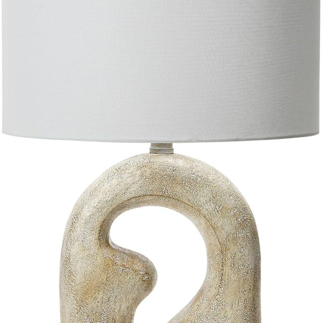 Sculptural Table Lamp with Drum Shade, Natural
