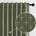 Olive Geometric Linen Curtains, 84-Inch, 2-Pack
