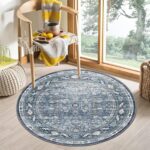 Vintage Navy Distressed Washable Rug