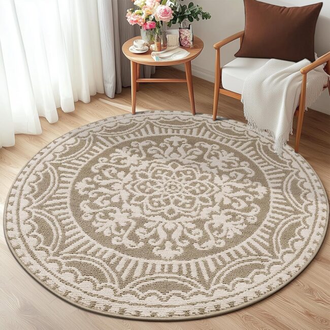 Beige Pet-Friendly Washable Low-Pile Rug