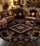 Southwestern Rustic Low-Pile Washable Rug